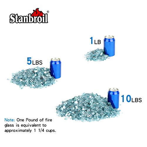 Stanbroil 10-Pound Fire Glass - 1/2 inch Reflective Tempered Fire Glass for Fireplace Fire Pit, Aqua Blue Reflective