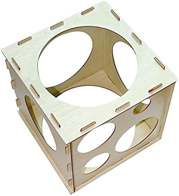 9 Holes Collapsible Wood Cube Balloon Sizer Box From 2" - 10"