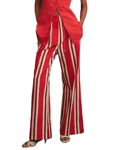 Kedera Women Stripe Wide Leg Pants Casual Comfy Trousers Straight