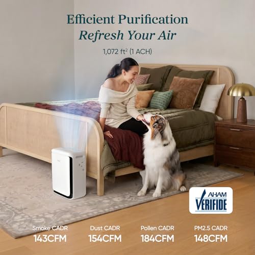 Image of LEVOIT Air Purifier for Home Pets Large Room with Washable Pre-filter, Dual Sensors for Heavy Pet Hair & Allergies, High-Carbon Filter for Dander & Odor, Smart APP Control, Vital Pet White