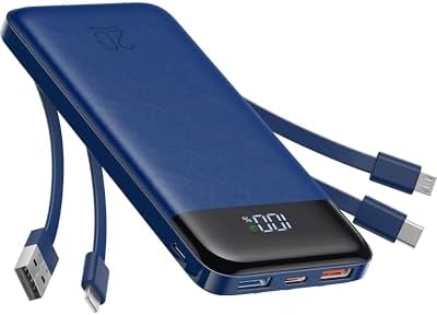 charmast Portable Charger Built-in Cables, 20000mAh Power Bank 6-...