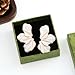 Nylry Chunky Gold Earrings for Women Large Gold flower Earrings Tropical White Floral Earring Big Summer Beachy Studs Earring Statement Trendy Jewelry Fashion Vacation Accessories for Women-White