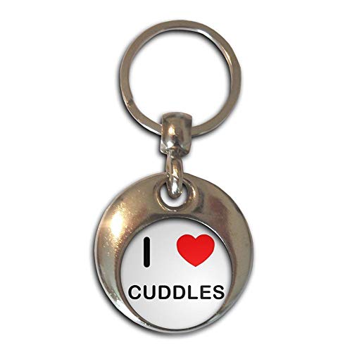 BadgeBeast.co.uk I Love Heart Cuddles - Chrome Round Double Sided Key Ring