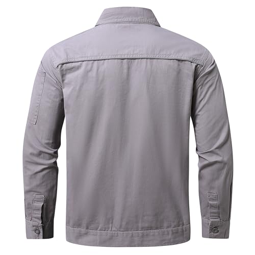 YOUTHUP Men's 2PC Long Sleeve Safety Pocket Jackets Work Suit Reflective Jacket Cotton Coat Outdoor with Active Workwear3