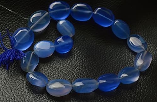 Chalcédoine bleue briolettes lisses sur fil de 8.5 pouces pour un cadeau artisanal