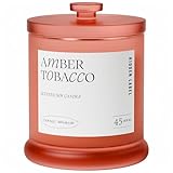 Hidden Label Amber Tobacco Scented Candle, 2 Wick Large Candles for Home Scented, 13oz Natural Soy Wax, 75Hours Long Lasting Slow Burning, Aromatherapy Candle with Reusable Glass Jar