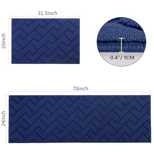 Image of hicorfe Kitchen Runner Rug,24 inchx71 inch+20 inchx32 inch Kitchen Set,Non-Slip Kitchen Mat
