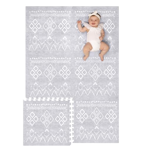 Image of Lillefolk Baby Foam Play Mat - Baby Playmat | Tiles for Kids Interlocking Mat - Foam Baby Mat for Babies & Toddlers - Non Toxic Play Mat for Baby Tummy Time Mat 6x4ft Grey