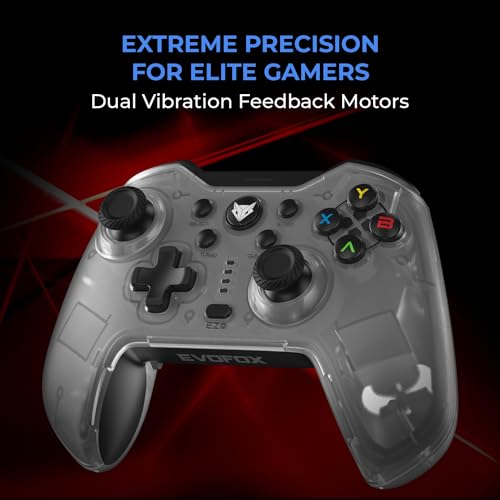 EvoFox Elite X Wireless Gamepad for PC with Dual Vibration Motors, 2 Macro Back Buttons, Low Latency Plug and Play, Free USB Extender, Translucent... - Image 5