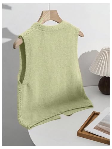 OYOANGLE Women's Floral Embroidered Tie Front Sweater Vest V Neck Sleeveless Knitted Tank Tops2