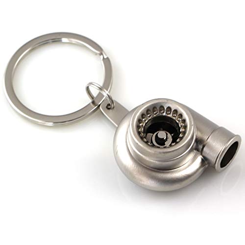 Image of maycom Spinning Turbo Keychain Keyring Turbocharger Turbine Key Chain Ring Keyrings (Matte Silver)