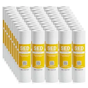 Max Water 50 Pack Sediment Water Filter Replacement 5 Micron, High Capacity 2.5 inch x 10 inch Under Sink and Reverse Osmosis System Filtration (50 Pack)