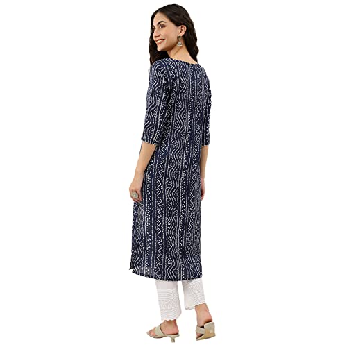 Image of NAINVISH Women's Cotton Blend Relaxed Fit Straight Kurti