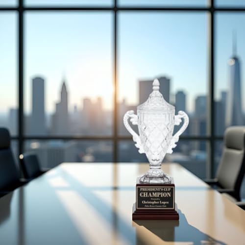 Same Day Awards Rosewood Crystal Trophy Cup - Custom Engraved 13.5 Inch Award for Corporate Professional Achievements Retirement Championships Leadership Honors Volunteer Recognition - Thumbnail 4