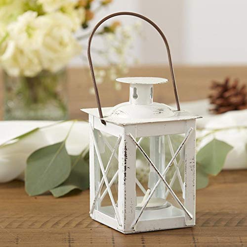 Kate-Aspen-Decorative-Lanterns-Set-of-2-Luminous-Distressed-Metal-Lantern-Candle-Holders-for-Wedding-Home-Decor-and-Party-45-H-65-H-with-Handle–White Kate Aspen Decorative Lanterns Set of 2 Luminous Distressed Metal Lantern Candle Holders for Wedding Home Decor and Party 45 H 65 H with Handle–White