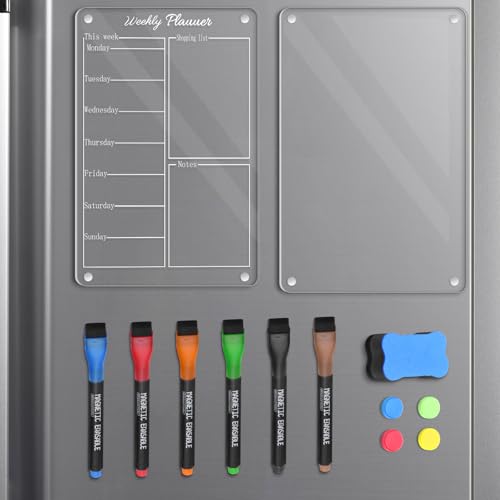 Hengxinc 2 PCS Magnetic Fridge Planner Meal Planner for Fridge
