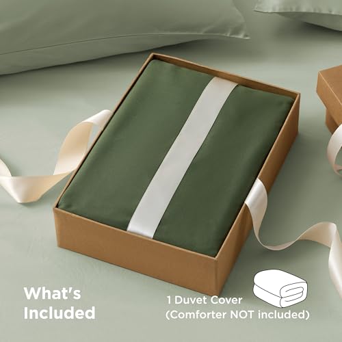 Image of Bedsure Duvet Cover King Size, 1Pc Soft Double Brushed Bedding, Olive Green | For Kids & Adults, 104 inchx90 inch, Only 1 Comforter Cover, No Pillow Shams, Hotel Luxury, Breathable, Lightweight, Zipper Closure