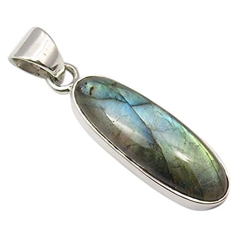 SilverStarJewel 925 Sterling Silver Blue Labradorite Pendant 1.3" Fashion Stone Christmas Hot Deals Cover
