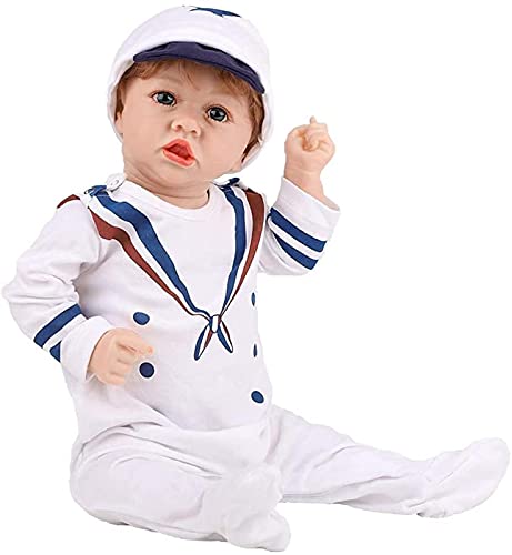 MWKL Reborn Baby 58cm Nette Reborn Puppe Simulationspuppe Vollsilikon Körper Wiedergeburtspuppe 22 Zoll Lebensechte… – Bild 3