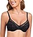 Lemorosy Women's Plus Size Full Coverage Non-Padded Underwire Lace Unlined Minimizer Bra (Black, 36C)