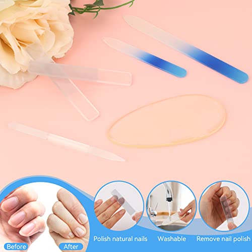 6 Pcs Glass Fingernail Files For Natural Nails, Crystal Glass Nail File Set With Glass Emery Boards Manicure Pedicure Nail Files Glass Cuticle Pusher And File Buffers Trimmer Foot Callus Remover #TOP2