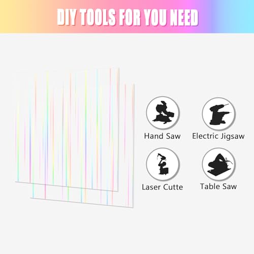 Image of 4PCS Iridescent Plexiglass Sheets 1 /8 inch Thick, Colored Acrylic Sheet 12x12 Inch Plastic Sheets Plexiglass Sheet Radiant Acrylic Panel for Signs, Lighting, DIY Crafts