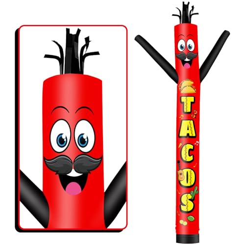 GOODENY 15FT Tall Inflatable Tube Man Tacos Wacky Wavy Dancing Guy (18''Diameter) for Outdoor Decoration Advertising Business Promotion - Food Theme (Blower Not Included)