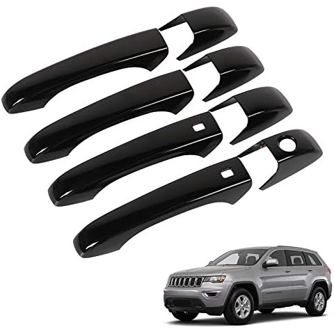 CheroCar for Jeep Grand Cherokee Door Handle Cover Kit with Smart Key Holes for 2011-2020 Jeep Grand Cherokee, for Dodge Durango 2011-2020, Exterior Accessories (Black) Cover
