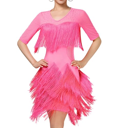 Robe de danse latine femme franges paillettes mini robe cocktail tango