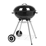 DXDRT Kettle Barbacoa de Carbón Portátiles, Parrilla Barbacoa con Tapa, Ruedas, Mango de Acero Inoxidable y Rejilla, Parrillas Asador BBQ Acampada de Camping, Terraza, jardín,46cm/18in