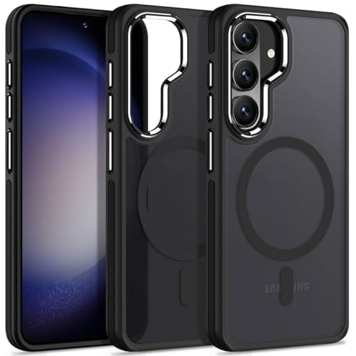 Image of MALEWOLF Case for Samsung Galaxy S26 Plus, Compatible with Magsafe, Translucent Cover [Military Grade Shockproof] [Anti-Slip Edge], Color Hybrid Magnetic Case for Galaxy S26+ (Black)