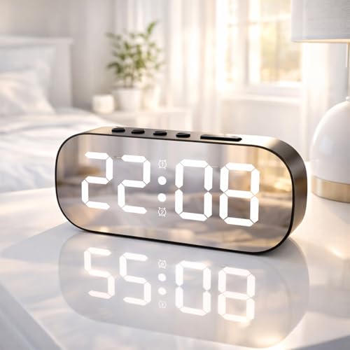 Image of Sehaz Artworks Alarm Clock for Living Room Stylish |Alarm Clock for Heavy Sleepers |Digital Table Clock for Home |Digital Alarm Clock for Bedroom Smart |Digital Watch | Digital Clock for Table - Black