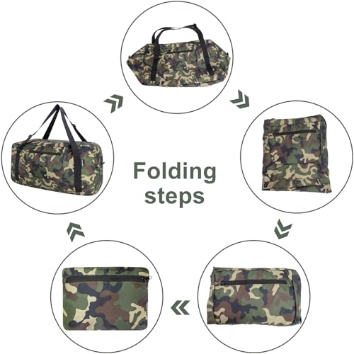 Image of HOLYLUCK Foldable Travel Duffel Bag For Women & Men Luggage Great for Gym -55L, Green Camo