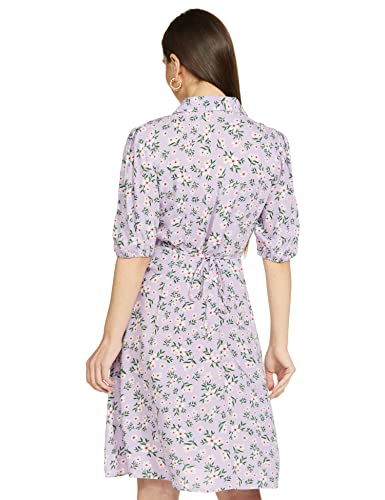 Image of Max Women Printed Spread Collar Shirt Calf Length Dress
