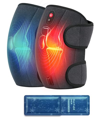 Image of CooCoCo Knee Massager with Heat Cold, Vibration Massage | Knee Pain Relief, Heating Pad for Knee, Adjustable Vibration Modes, For Seniors, Dad, Mom, 2pcs 5 inchx9 inch Cold Packs