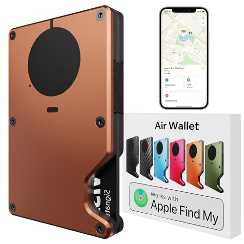Air Wallet, Smart Wallet Imbed with Tracker, FindMy Compatible (iOS only), RFID Blocking Credit Card Holder Money Clip, Anti Lost Slim Wallet Locator, Ideal Minimalist Gifts of Men (Orange)