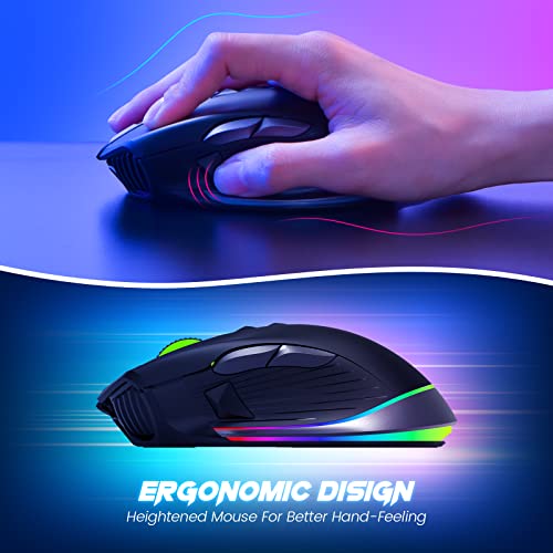 Risophy Rgb Wireless Gaming Mouse,Rechargeable Wireless Mouse With 6-Level 10000 Dpi,Chroma Rgb Backlit,8 Programmable Buttons,Lightspeed,Ergonomic Plus Usb Computer Mouse For Laptop Pc Mac Computer #TOP4