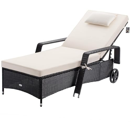 Casaria® Sonnenliege mit Rollen 7cm Auflage Extra Breit 90cm Gartenliege Wetterfest 165kg Belastbar Verstellbar Terrasse Balkonmöbel Liegestuhl Schwarz Creme Casaria® Sonnenliege mit Rollen 7cm Auflage Extra Breit 90cm Gartenliege Wetterfest 165kg Belastbar Verstellbar Terrasse Balkonmöbel Liegestuhl Schwarz Creme