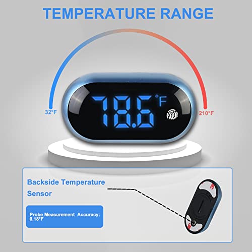 Digital Aquarium Thermometer, Wireless Fish Tank Thermometer With High Precision Sensor Accurate To ±0.18°F For Fish Axolotl Turtle Tank Betta Fish Amphibians Reptiles, Led Touch And Sleep Mode #TOP2