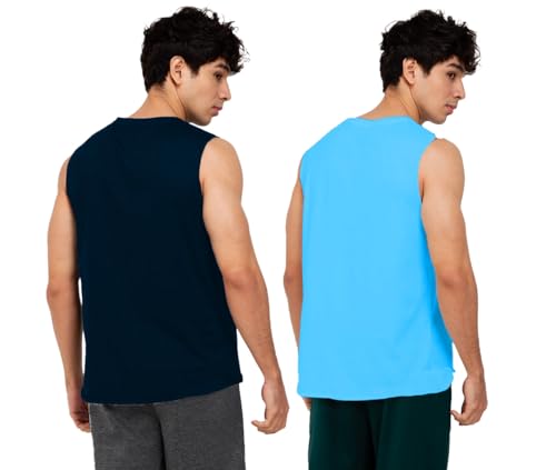 Image of Solid Sleeveless Cotton Regular Fit Mens Stylish Top Tanks Vest T-Shirt (Combo Pack of 2)
