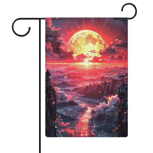 Sunset Village Garten-Doppelseitige Gartenflaggen für den Außenbereich, 47 x 32 cm