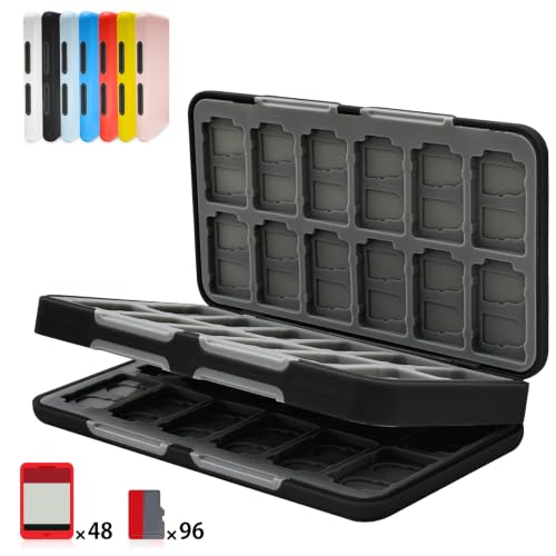 Switch 2 �Q�[���J�[�h�P�[�X 48���X�C�b�`�J�[�h��Micro SD96�����[�\ �}�O�l�b�g���J�� �n�[�h�V�F�� ���R���[ �ϏՌ� ���h�~ �z�R���h�~ �����^�ѕ֗��iBlack�j