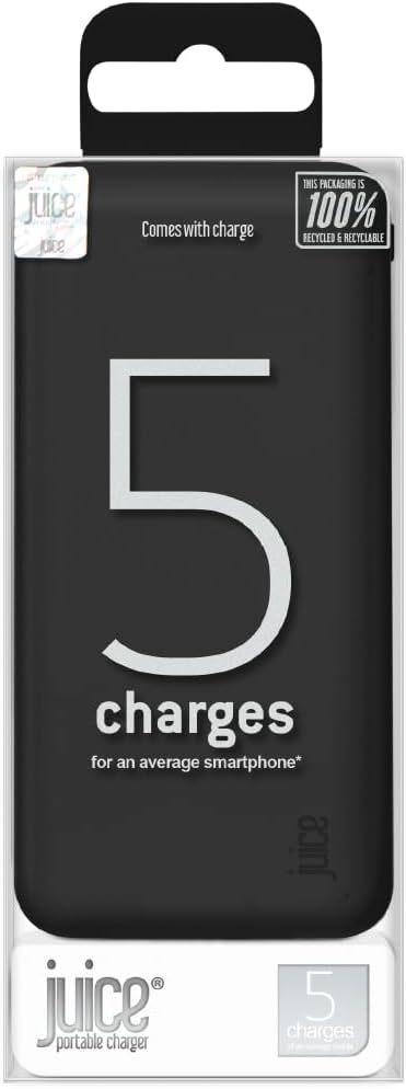 Juice 5 Charges Power Bank Portable Charger for Apple iPhone, Samsung, Huawei, Microsoft, Oppo, Sony – Black Juice 5 Charges Power Bank Portable Charger for Apple iPhone, Samsung, Huawei, Microsoft, Oppo, Sony – Black