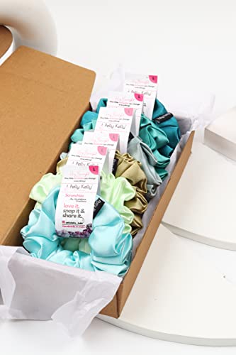 Image of Premium Satin Scrunchies for Women | Hair Bands, Ponytail Holders & Rubber Bands | Fluffy, No-Damage Hair Ties | Girls Hair Accessories | Medium Size | Pack of 6