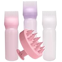 Haaröl Applikator Set, 3 pcs Haarfärbebürste Flasche,1 pcs Kopfmassage Bürste, Hair Oil Applicator Bottle, Wurzelkamm Applikator Flasche für Hair Oiling Haar Colorationen