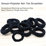 Youxuan No Damage Soft Polyester Hair Ties, No Tug Scrunchies Hair Bands with Strong Elasticity – Black - Image 3