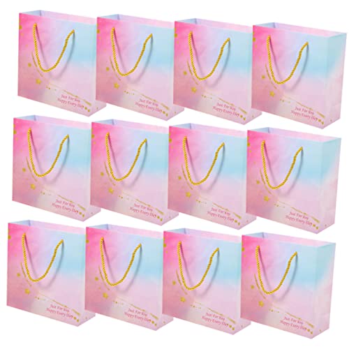 HOODANCOS 12個 婚式用手提げ紙袋 厚手耐久パーティーバッグ プレゼント収納 小物対応 バッグ ベビーシャワー 誕生日会用