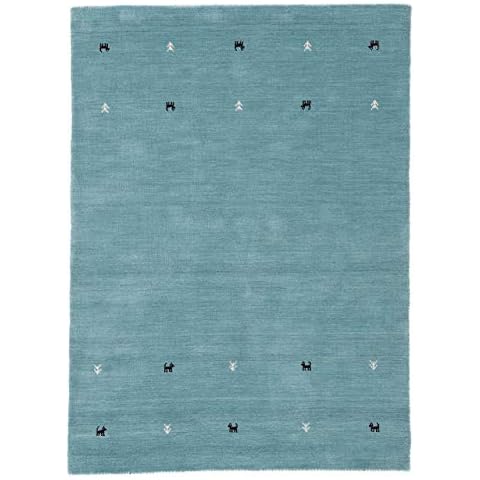 CarpetFine Alfombra de Lana Gabbeh Uni Turquesa 140x200 cm Rectangular Cover