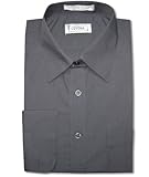 Men's Solid Charcoal Grey Color Dress Shirt w/Convertible Cuffs sz 16 1/2 34/35