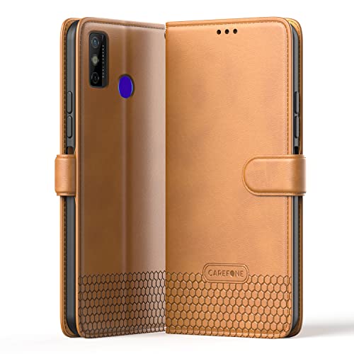 Image of CareFone Flip Case Compatible for Tecno Spark Go 2020 | Wallet Style with Card Slot | Magnetic Closure Cover | Premium Leather Flip Case (Brown)